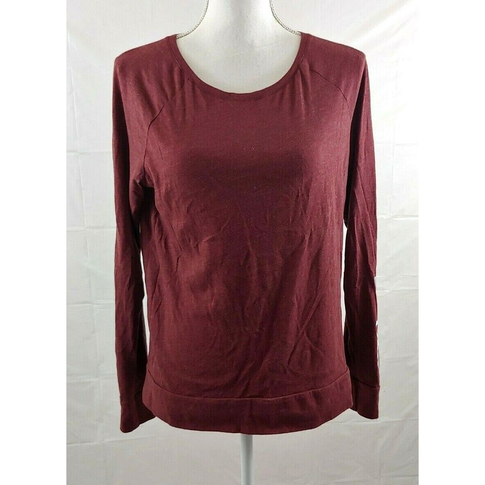 Victorias Secret Womens Top Sz Small Long Sleeve Cotton Burgundy VS NY New York